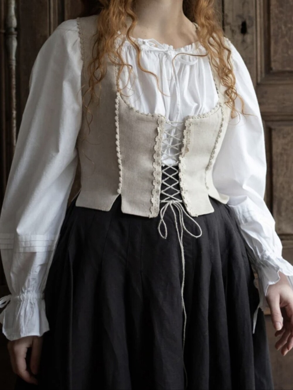 Voriagh Alma Bustier in Natural Undyed Linen, Size M